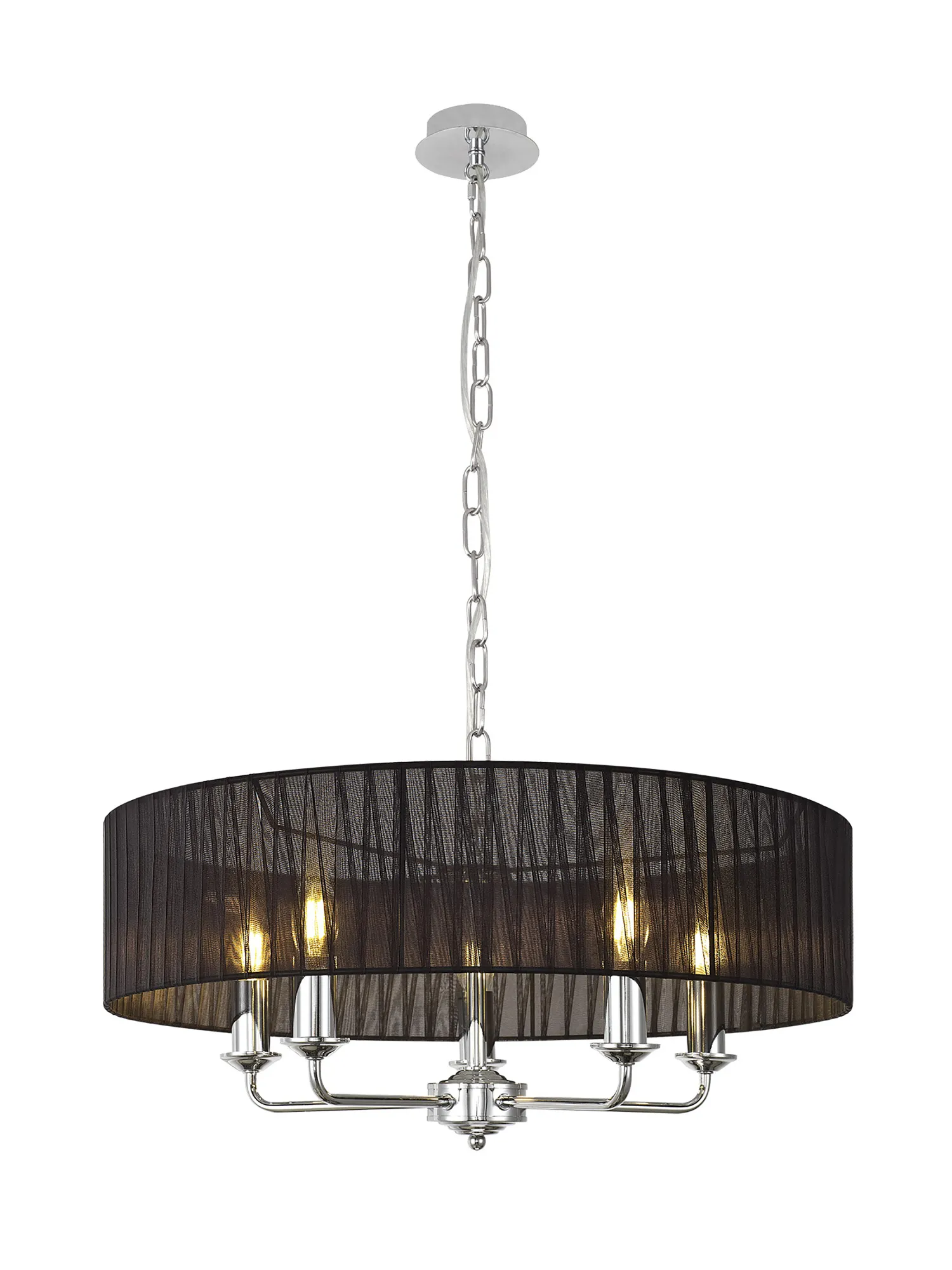 DK0860  Banyan 45cm 3 Light Pendant Polished Chrome, Black